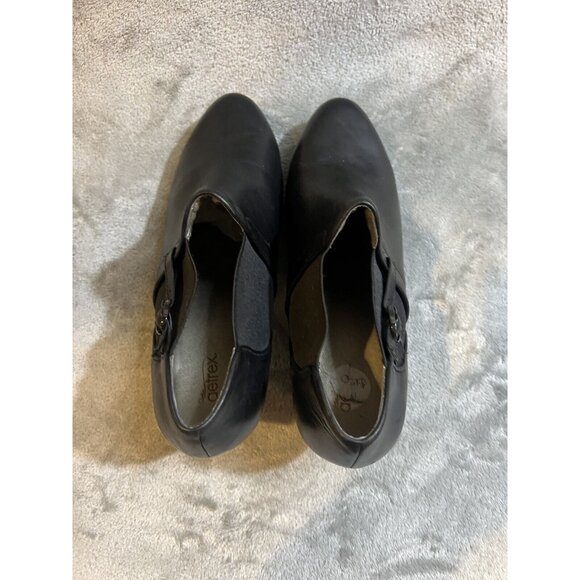 Aetrex Black Women’s Size 11 Leather Heeled Bootie Boots Classic Witchy - Picture 7 of 11